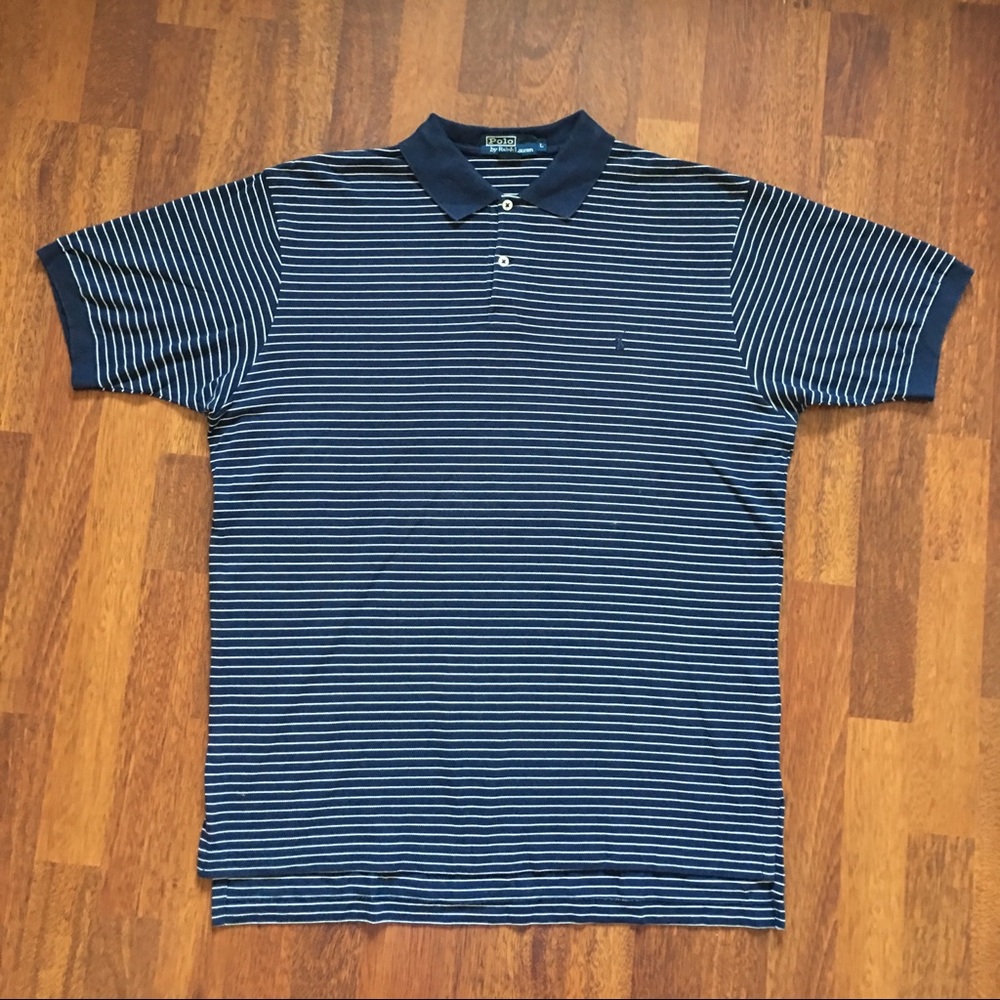 Dark Navy with White Striped Polo